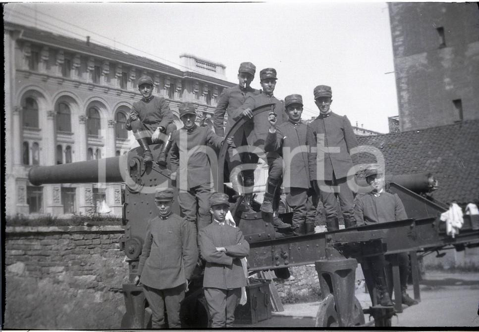 6X8cm NEGATIVO ORIGINALE*1917 WW1 ESERCITO ITALIANO Accademia cadetti in posa 
