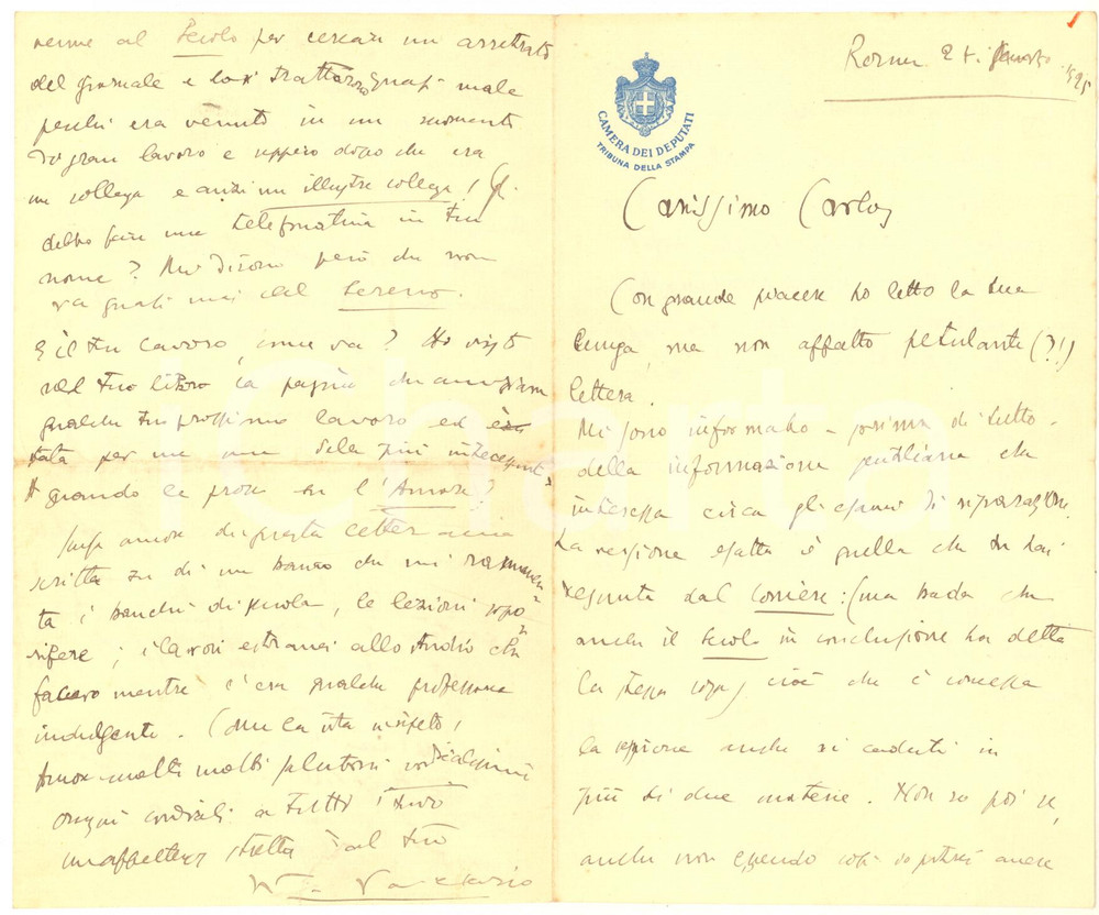 1925 ROMA Walter VACCARI "Senza il Duce le sedute sono monotone"- AUTOGRAFO