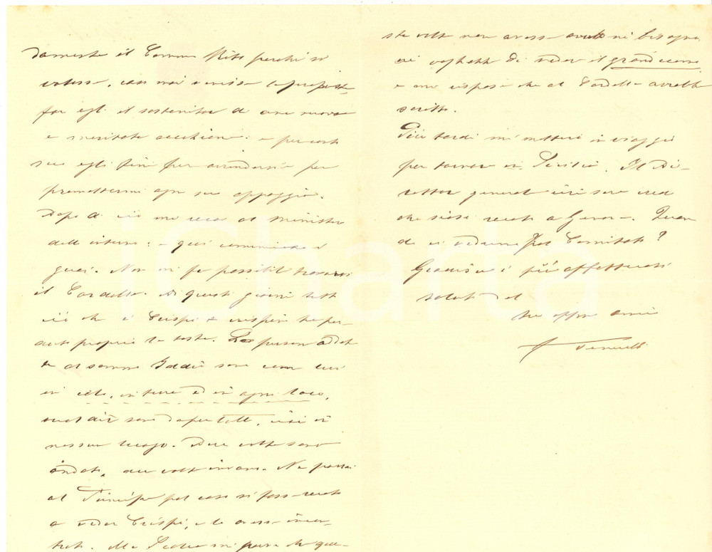 1896 ROMA Lettera on. Francesco TENERELLI per onorificenza - AUTOGRAFO