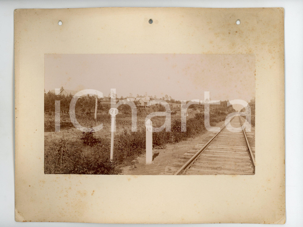 1900 ca HOLLAND (?) Veduta di ferrovia in campagna - Foto VINTAGE 25x20 cm