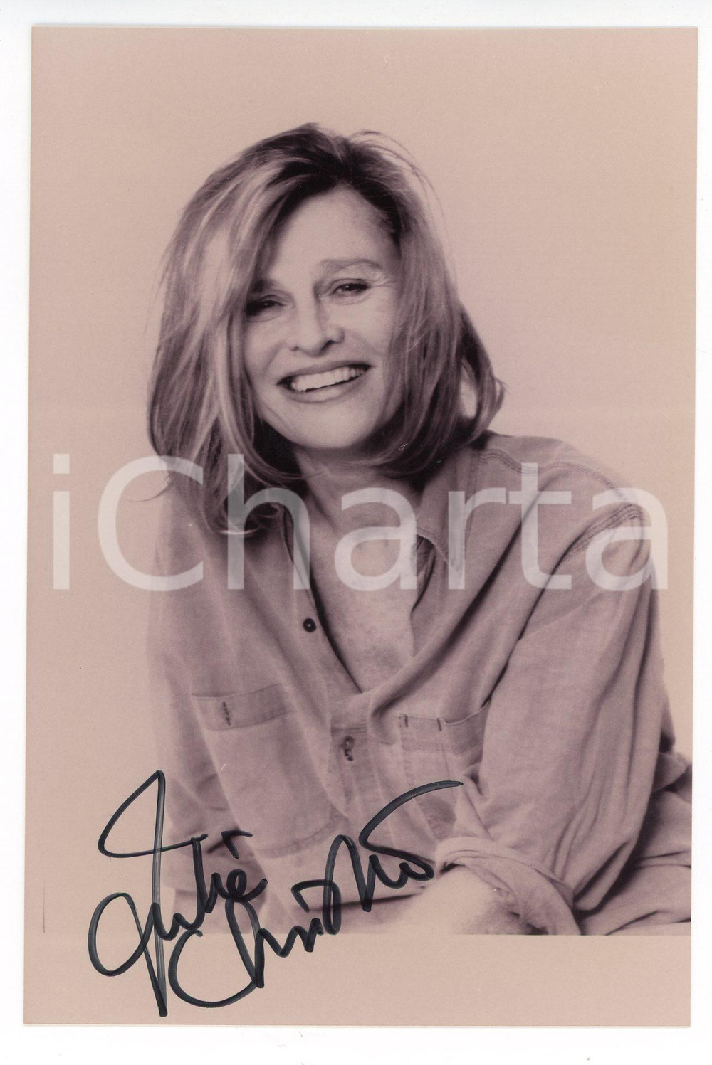 1990 ca CINEMA Ritratto dell'attrice Julie CHRISTIE - Foto seriale con AUTOGRAFO