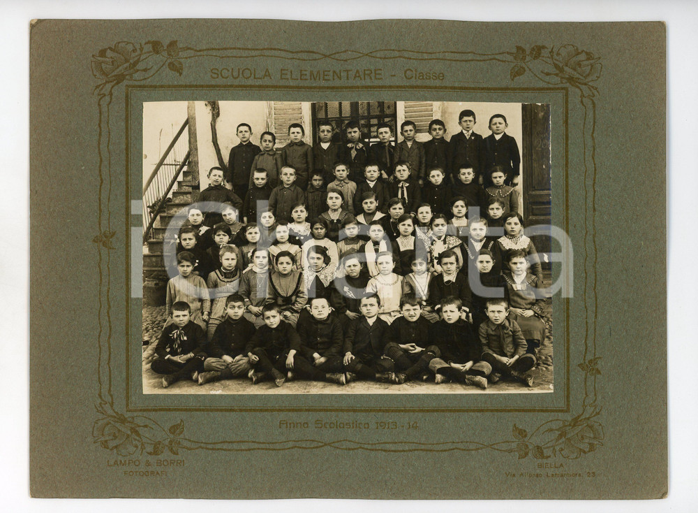 1914 BIELLA Ritratto di classe elementare - Foto LAMPO & BORRI 26x20 cm