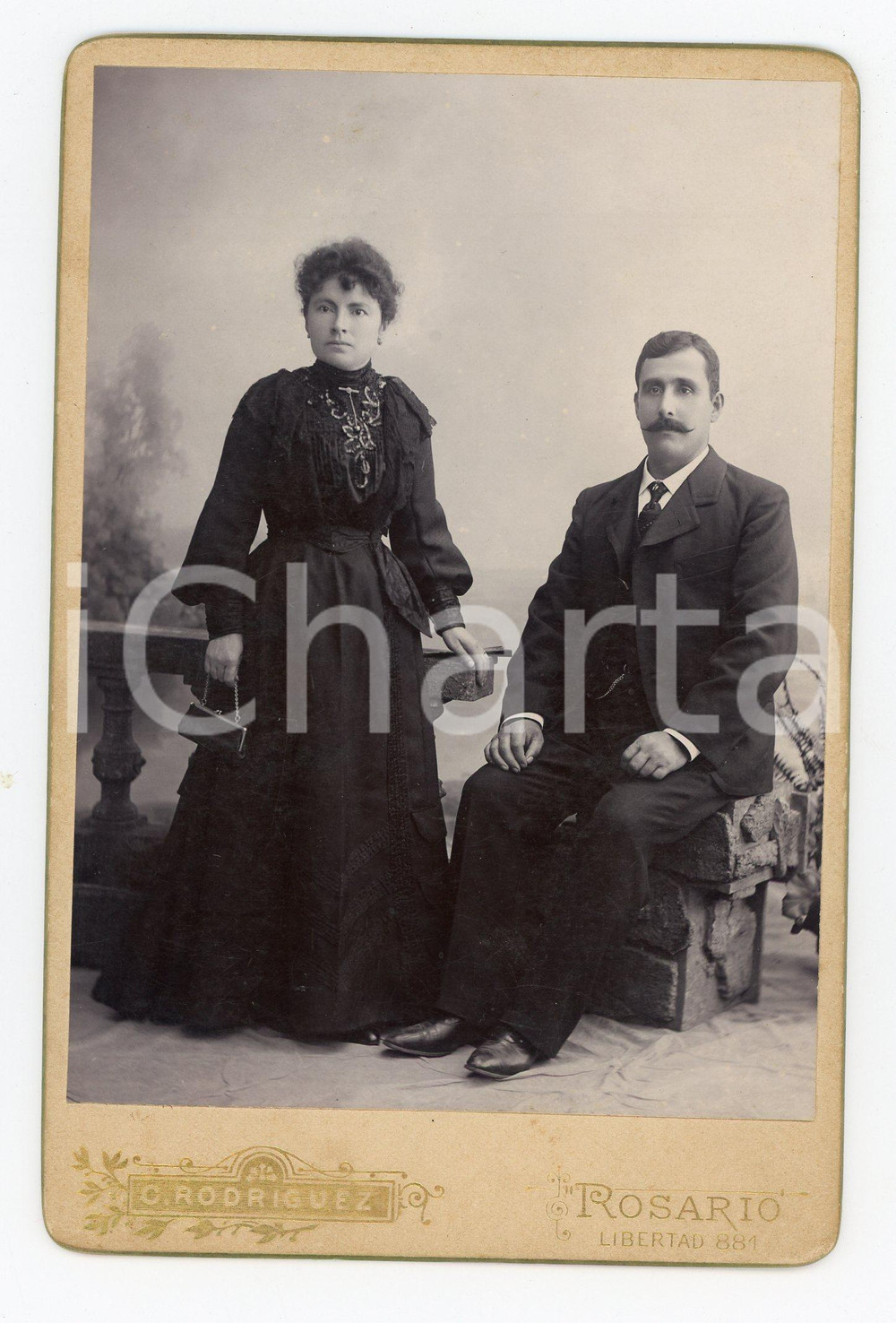 1900 ca ROSARIO (ARGENTINA) Sposi italiani TARABBA - PASCHETTA *Foto 11x16