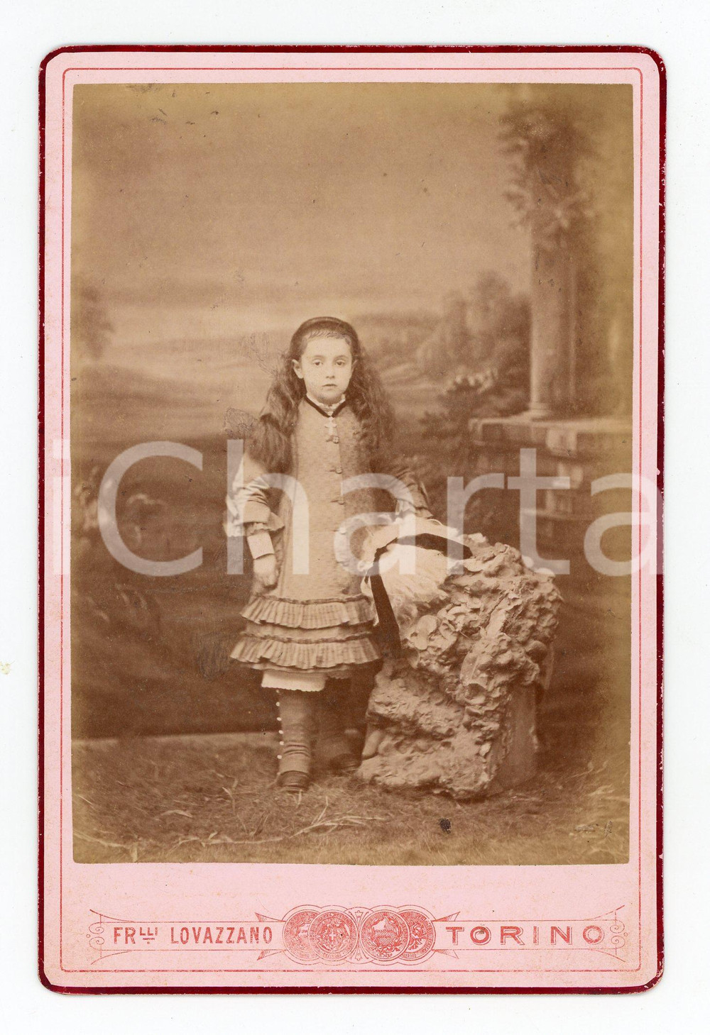 1880 ca TORINO Ritratto di bambina con manicotto *Foto Fratelli LOVAZZANO 11x16