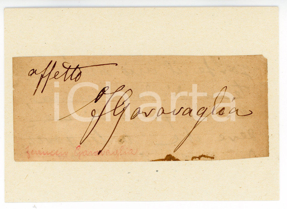 1910 ca Ferruccio GARAVAGLIA - Attore - AUTOGRAFO su carta (frammento)
