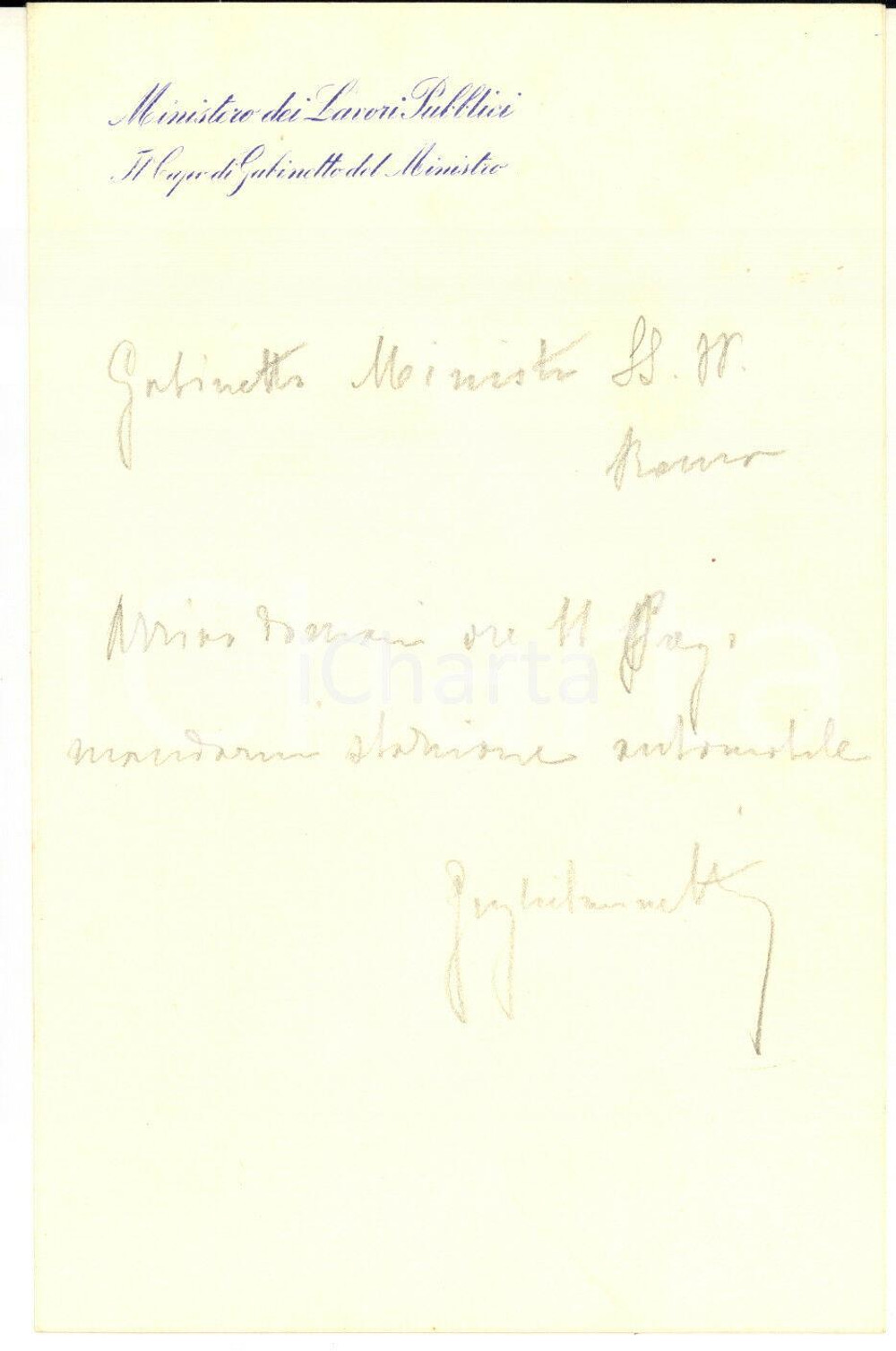 1925 ca ROMA Alessandro GUGLIELMINETTI - Ministero Lavori Pubblici ^AUTOGRAFO