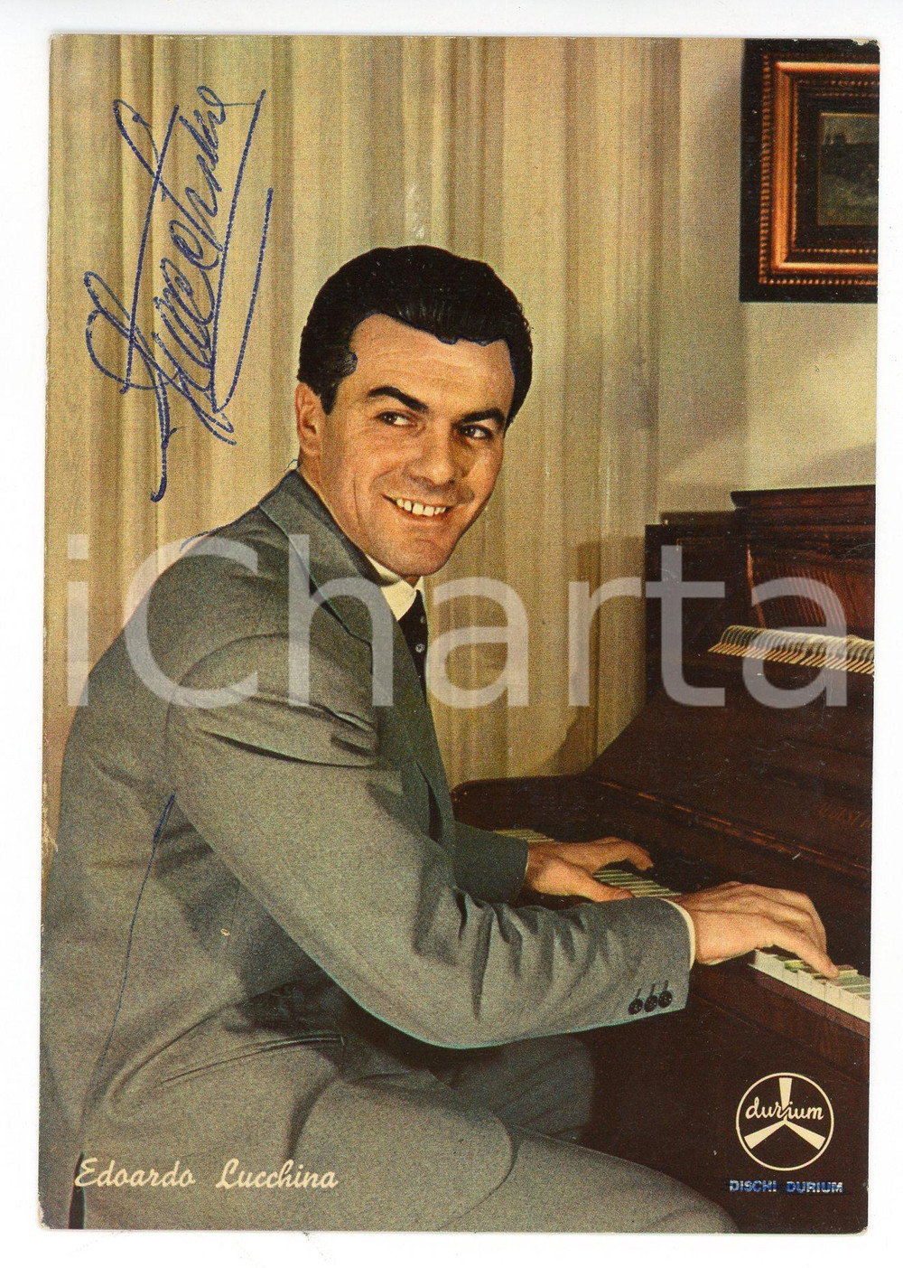 1960 MUSICA Edoardo LUCCHINA - Cartolina pubblicitaria DURIUM con AUTOGRAFO