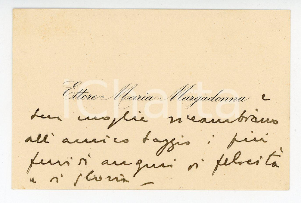 1930 ca s. l. Ettore Maria MARGADONNA - Biglietto da visita AUTOGRAFO