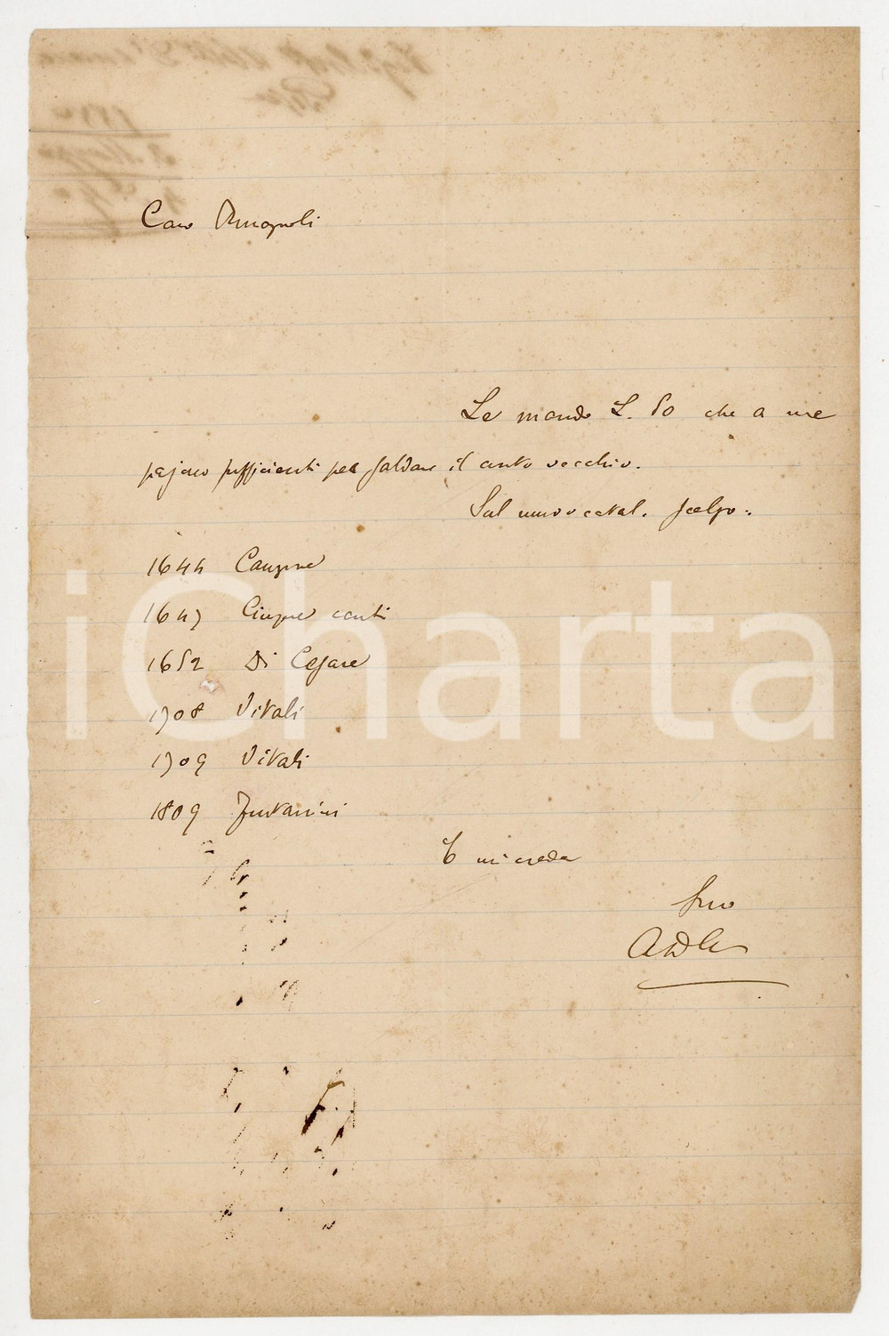 1880 PISA Lettera Alessandro D'ANCONA per saldo conto libri - AUTOGRAFO