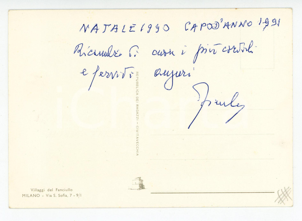 1991 Cartolina gen. Antonio FRIZZELE - Nave Inghilterra 1938 - AUTOGRAFO