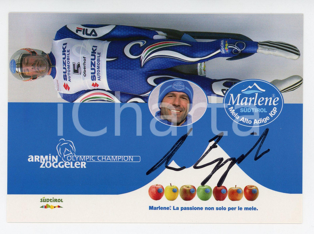 2006 SLITTINO Armin ZÖGGELER Campione olimpico - Cartolina con AUTOGRAFO FG