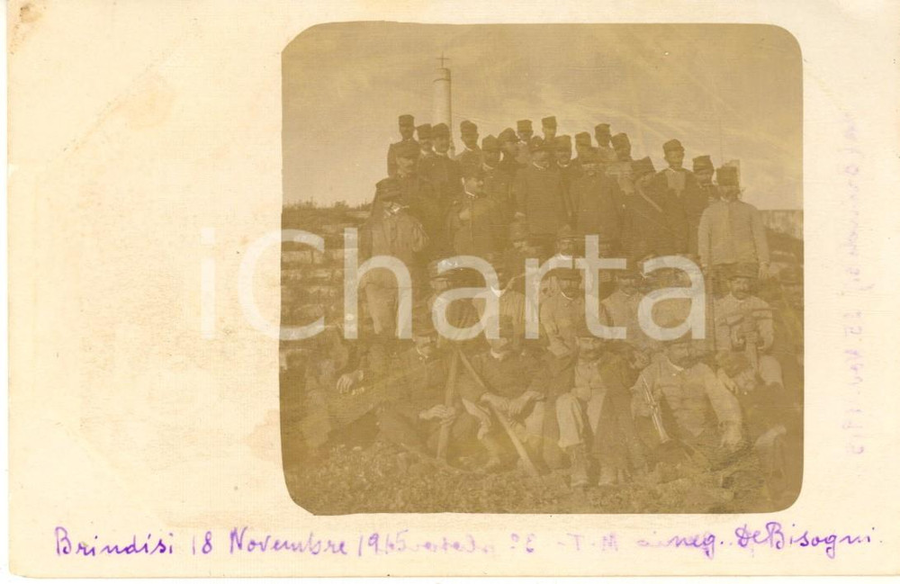 Fotografia d epoca originale 1915 WW1 BRINDISI Gruppo di soldati  Ritratto  Foto cartolina 1