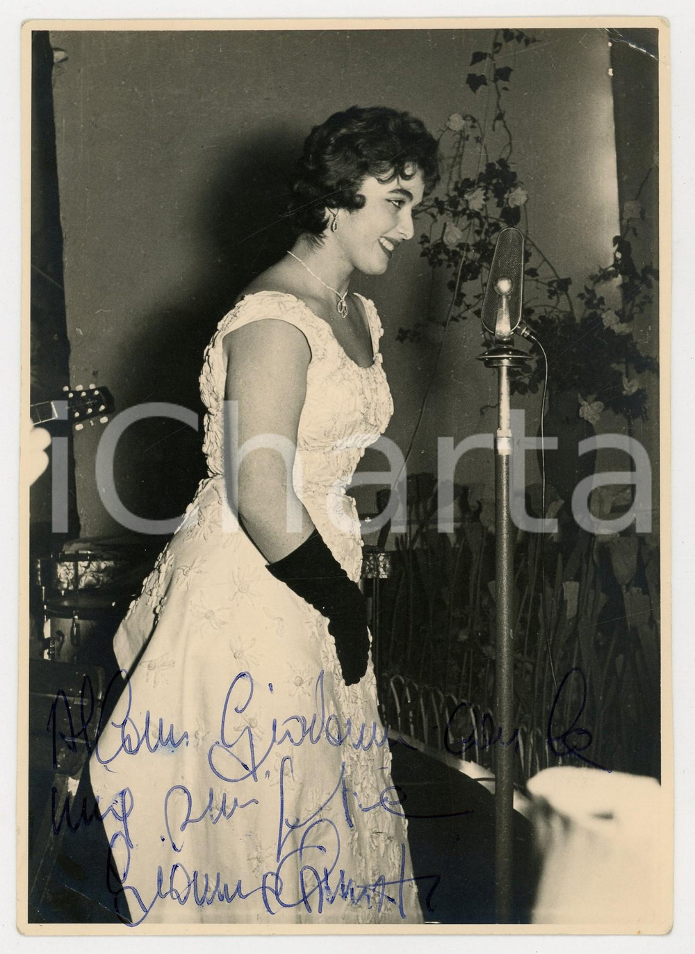 1955 ca AREZZO Cantante Gianna QUINTI in concerto - Foto con AUTOGRAFO 13x17 cm