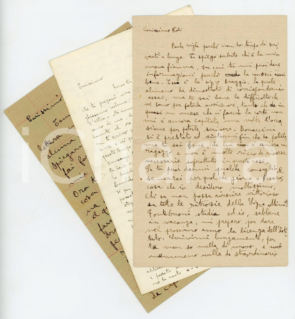 1909-1910 PESARO Lotto tre lettere Filippo GALLI - Vita da studente *CURIOSO