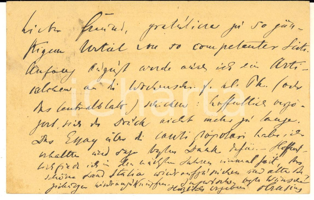 1889 TUBINGEN Cartolina prof. Otto CRUSIUS a Luigi CERRATO - AUTOGRAFO FP VG Cartolina postale d'epoca, con messaggio autografo.Viaggiata.FORMATO: FPCONDIZIONI: G    originale e autentica 1