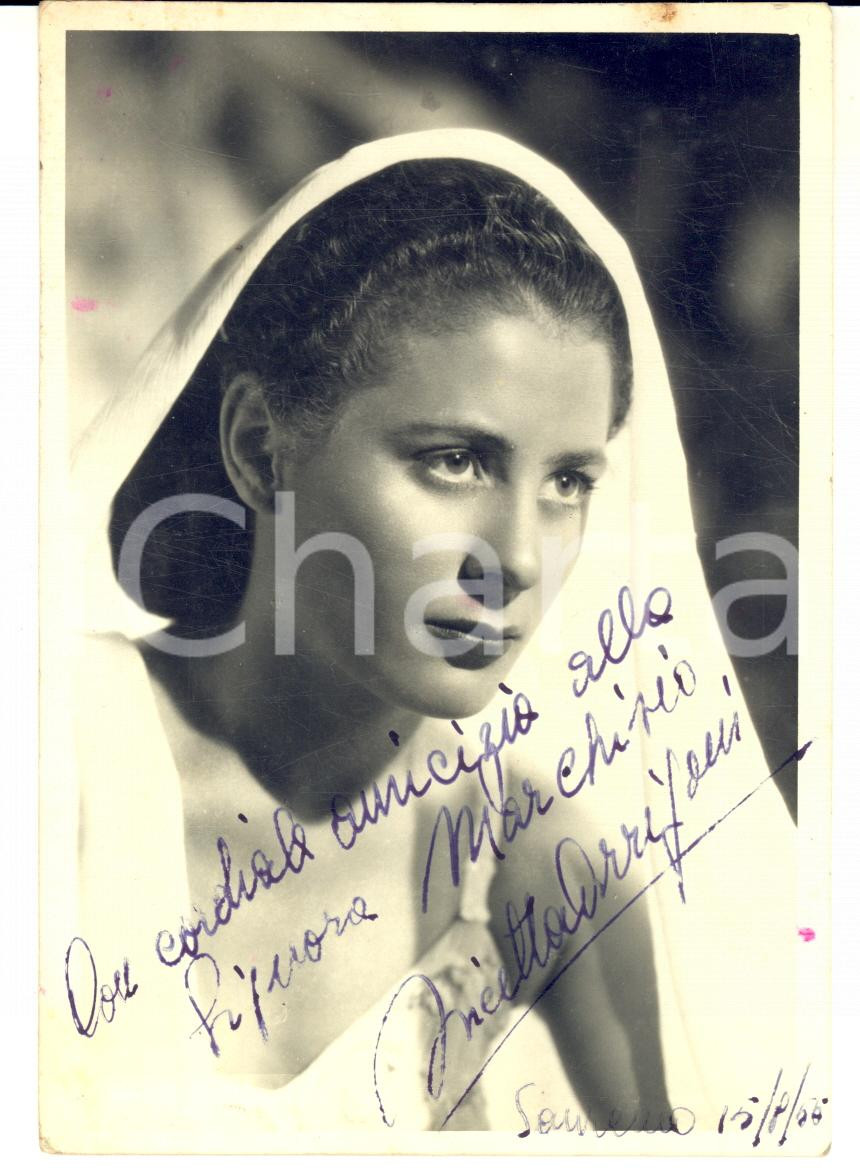 1956 SANREMO Ritratto di Bicetta ARRIGONI - Foto cartolina con AUTOGRAFO
