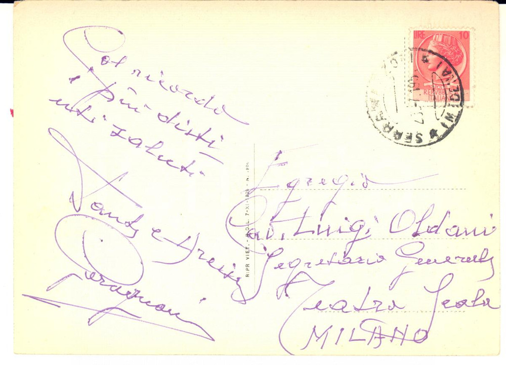 1950 ca FAETO DI SERRAMAZZONI Cartolina Emilio GRAGNANI compositore - AUTOGRAFO
