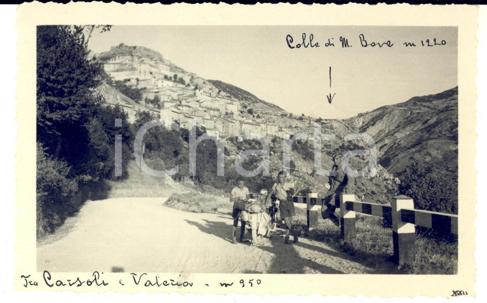 1935 CARSOLI (AQ) Famiglia con bambini e moto in gita - Foto VINTAGE 12x7 cm