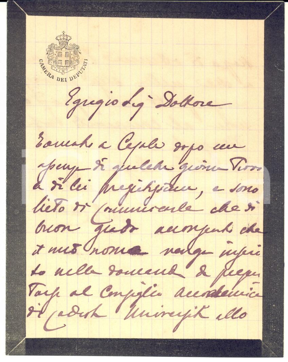 1900 ca CASALE MONFERRATO Gaetano CALVI per onoranze a Carlo MAGENTA - AUTOGRAFO