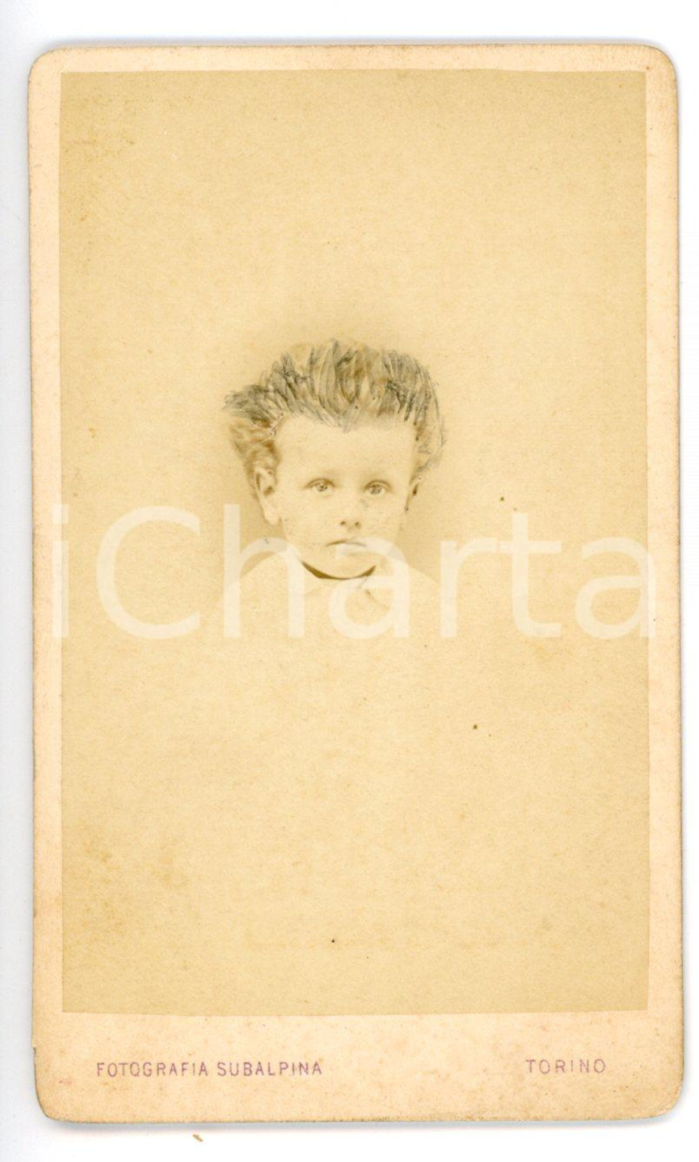 1870 ca TORINO Ritratto di bambino in abito chiaro - Foto SUBALPINA - CDV