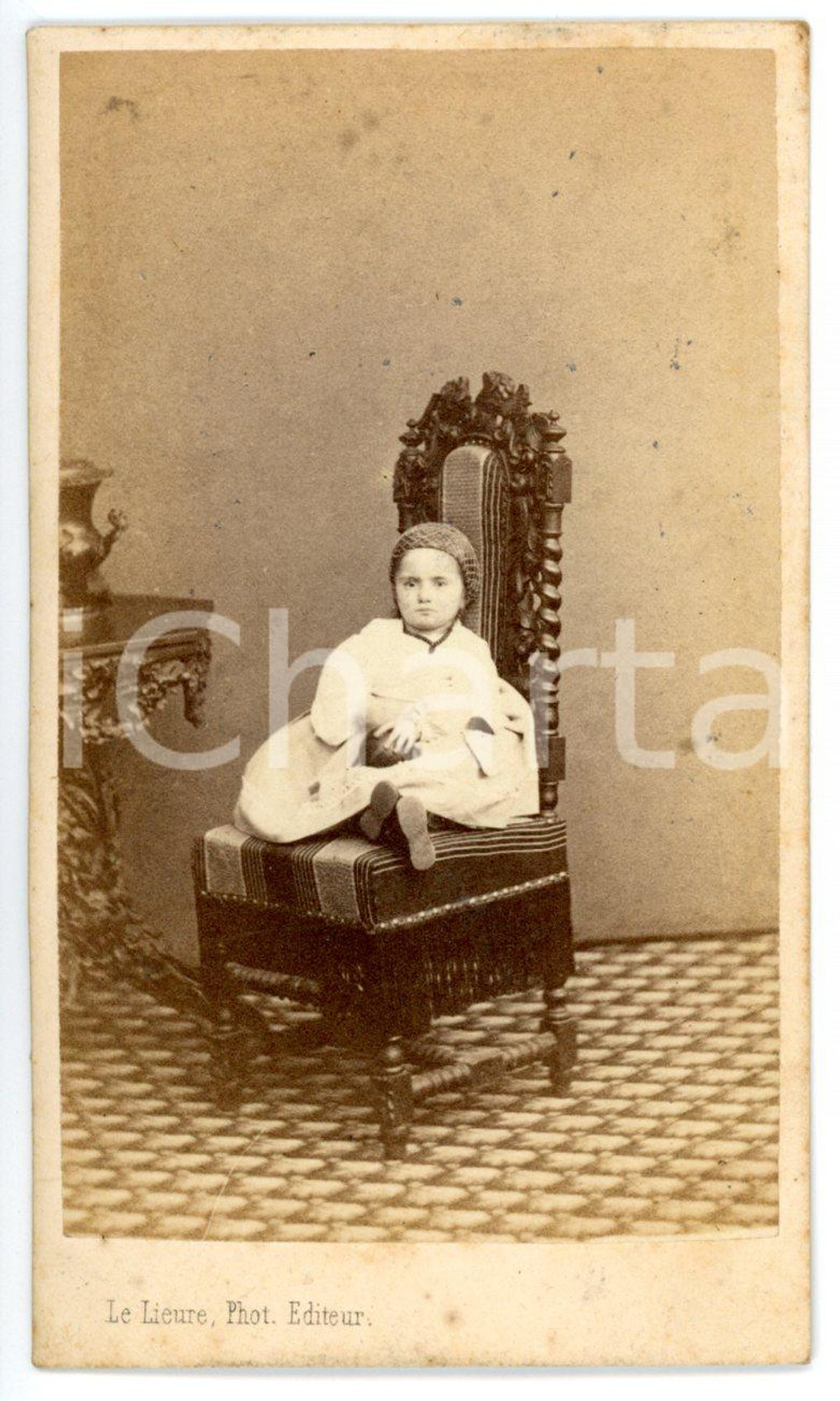 1870 ca TORINO Ritratto di bambina con retina tra i capelli *Foto LE LIEURE CDV