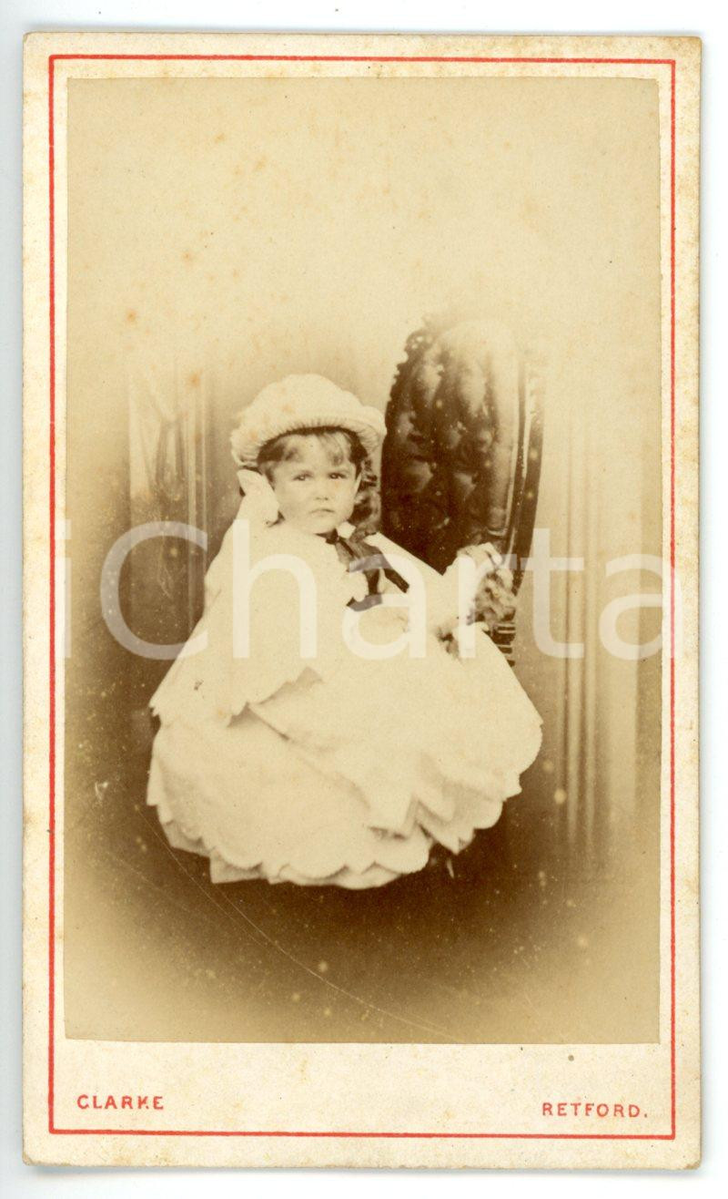 1870 ca RETFORD Bambina in abito a balze ricamato *Foto E. CLARKE - CDV