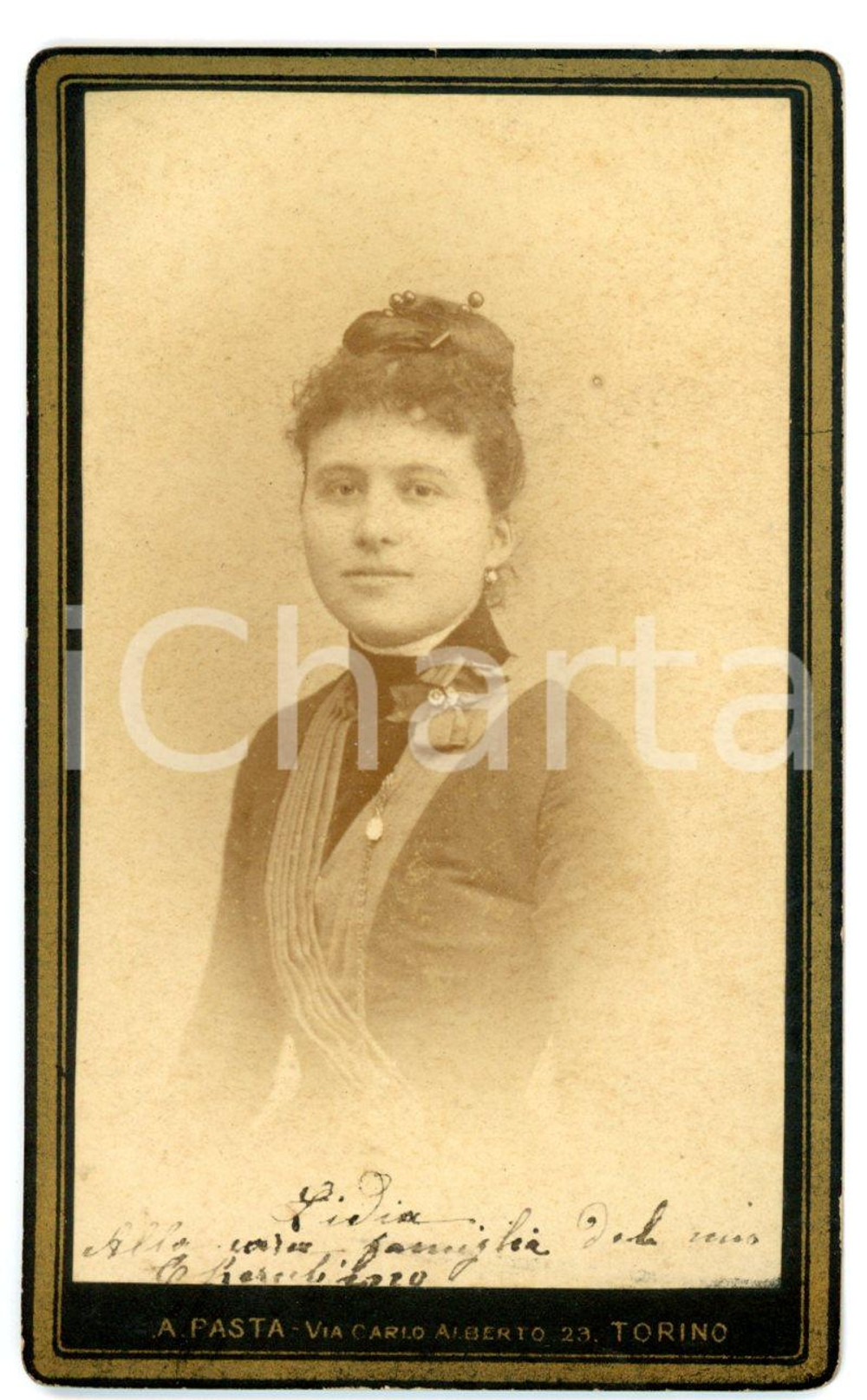 1890 ca TORINO Ritratto di giovane donna con acconciatura raccolta *Foto PASTA 