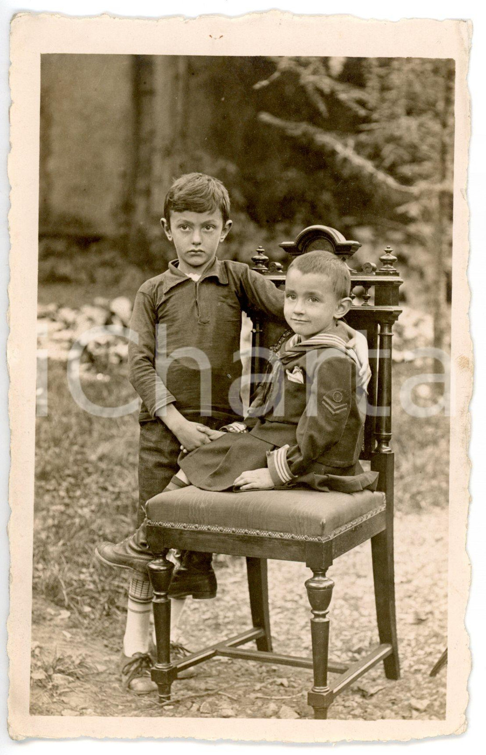 1920 ca BORGOSESIA (VC) Bambino in divisa da marinaretto con il fratello *Foto 