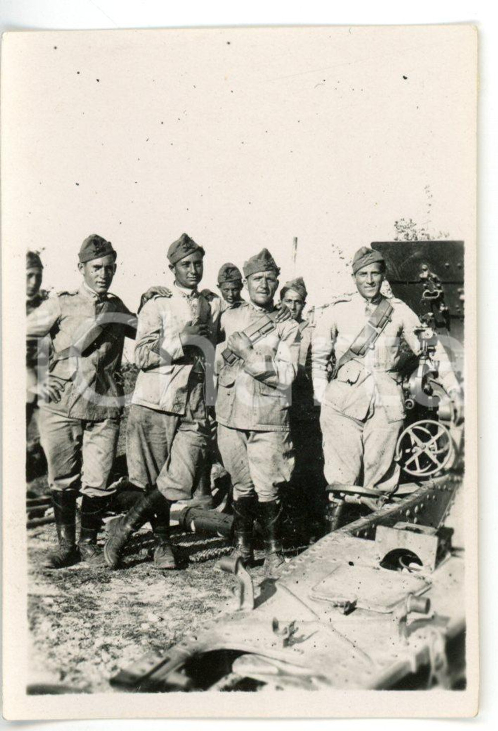 1936 WW2 MONGHIDORO (BO) Ritratto ufficiali di artiglieria - Fotografia 6x8 cm