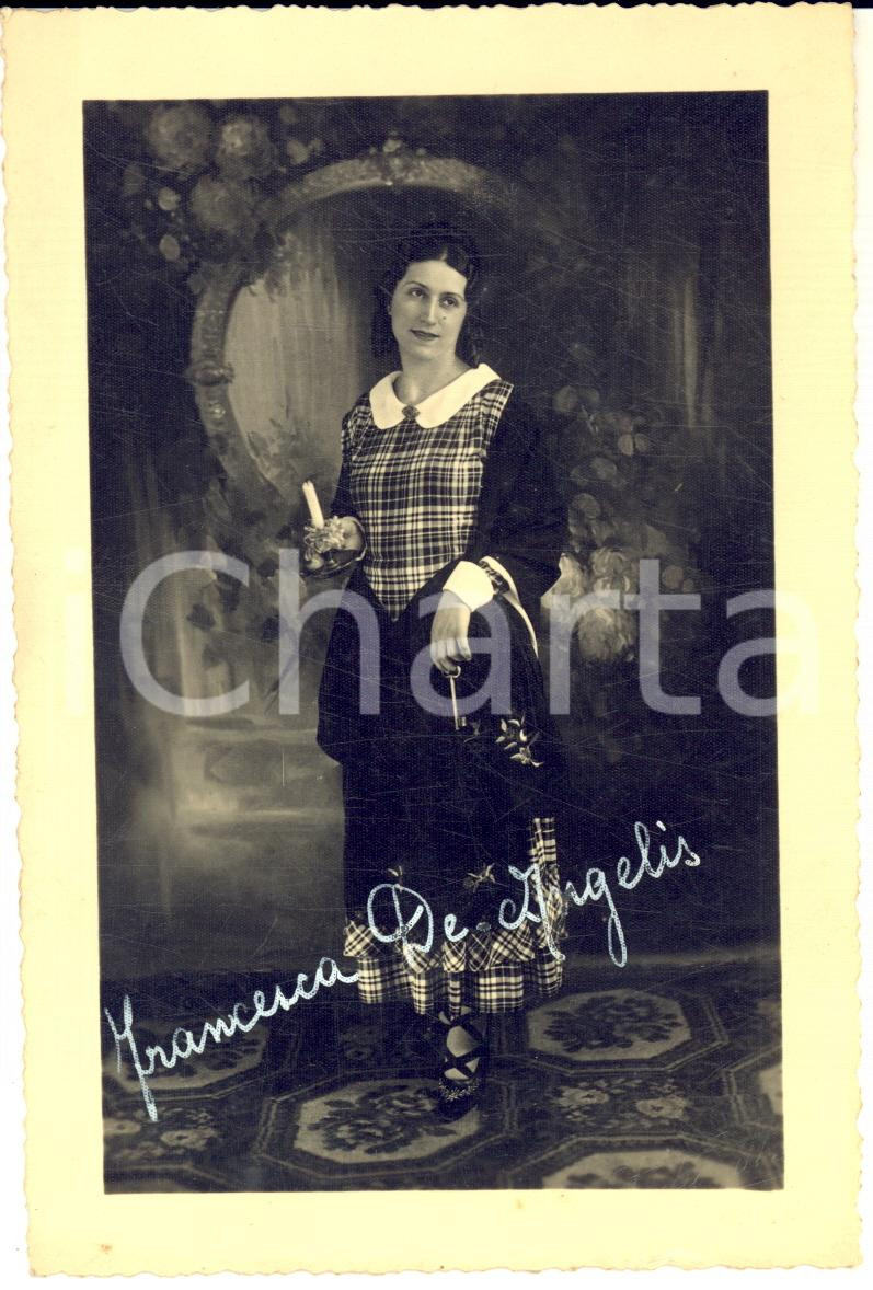 Fotografia d epoca originale 1940 ca VERCELLI Francesca DE ANGELIS in costume da cameriera  Foto AUTOGRAFO 1