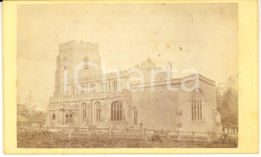 Fotografia d epoca originale 1870 ca CLAVERING UK St Mary & St Clement s church  Photo H. COLLINGS CDV 1