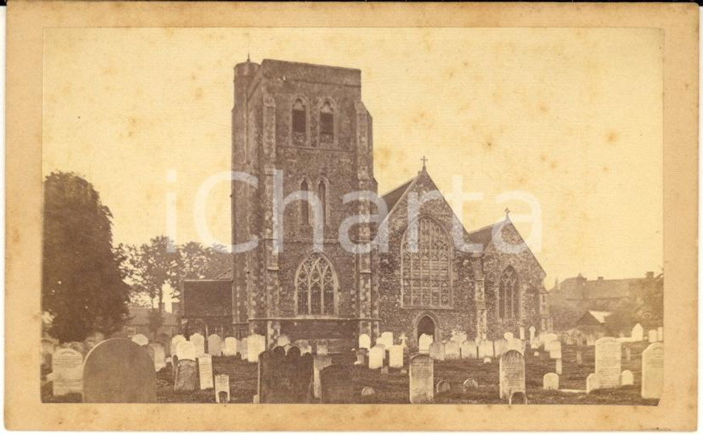 1870 ca ENGLAND Old church with cemetery  - VINTAGE Photo CDV