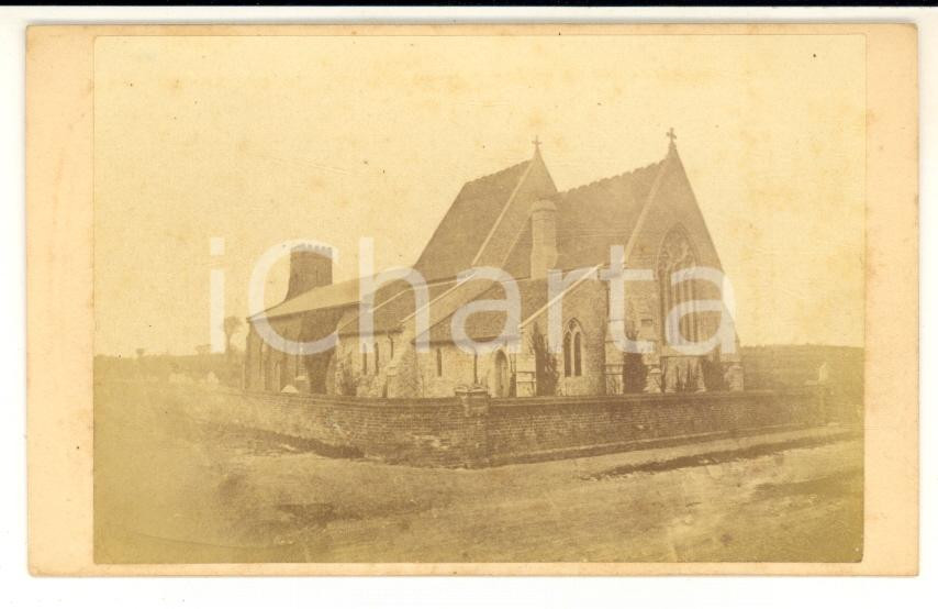 Fotografia d epoca originale 1870 ca SUFFOLK Traditional church  Exterior  Photo Clare STOKOE CDV 1