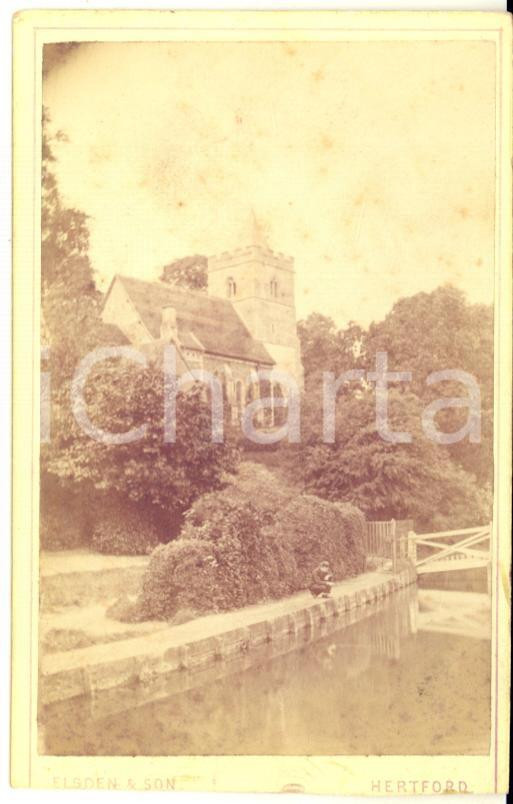 Fotografia d epoca originale 1870 ca BUCKLAND HERTFORD View of the church  Photo ELSDEN & Son CDV 1