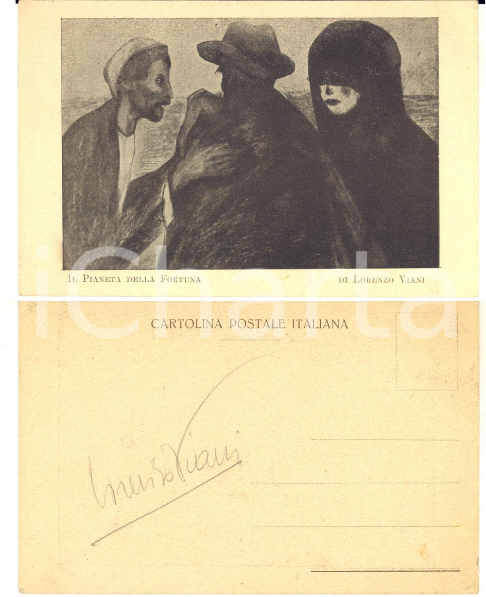 Autografo originale 1925 ca Lorenzo VIANI Il pianeta della fortuna  Cartolina con AUTOGRAFO FP NV 1