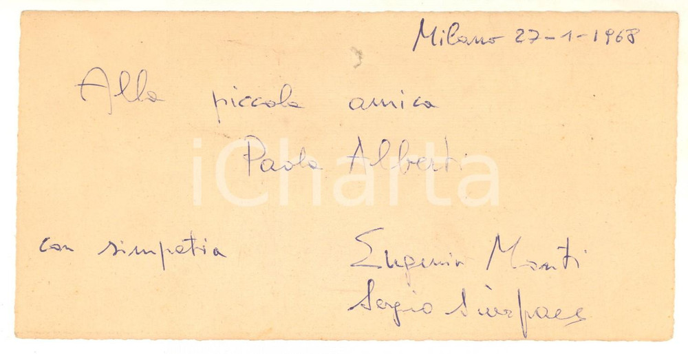 1968 MILANO BOB Biglietto Eugenio MONTI e Sergio SIORPAES - AUTOGRAFI