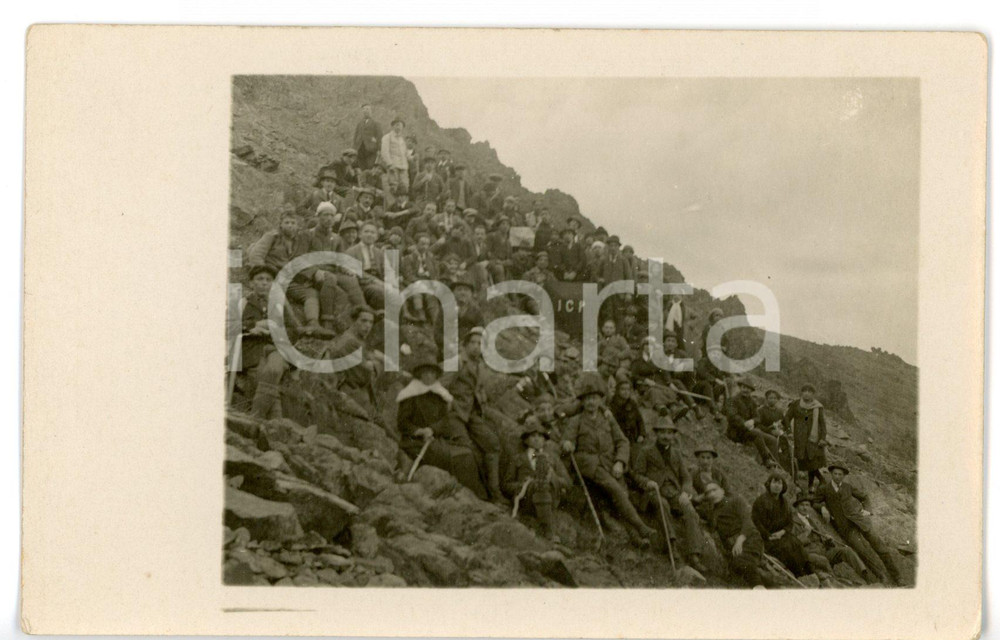 1922 PIEMONTE (?) Gruppo di escursionisti con cartello ICP *Fotocartolina FP NV
