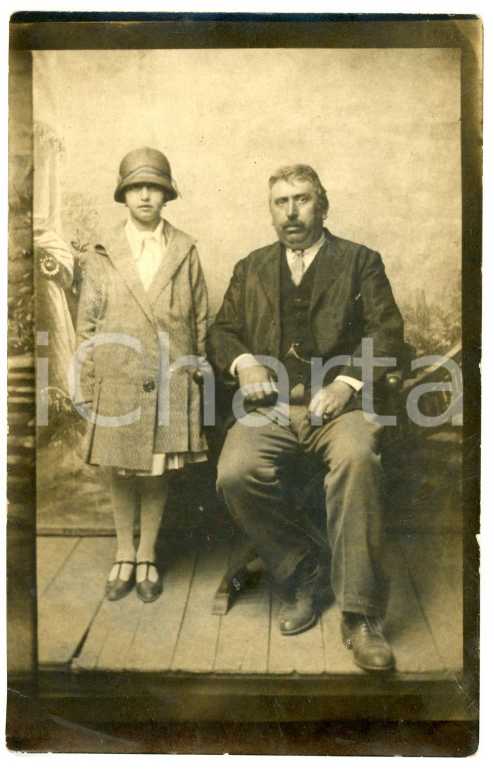 1920 ca PIEMONTE Ritratto di Aida CAZZADORI bambina con Edoardo GAY *Foto FP NV