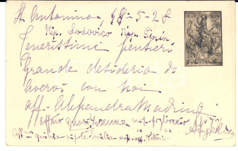 1928 S. ANTONINO TICINO Famiglia nobili OLTRONA VISCONTI - Cartolina AUTOGRAFI