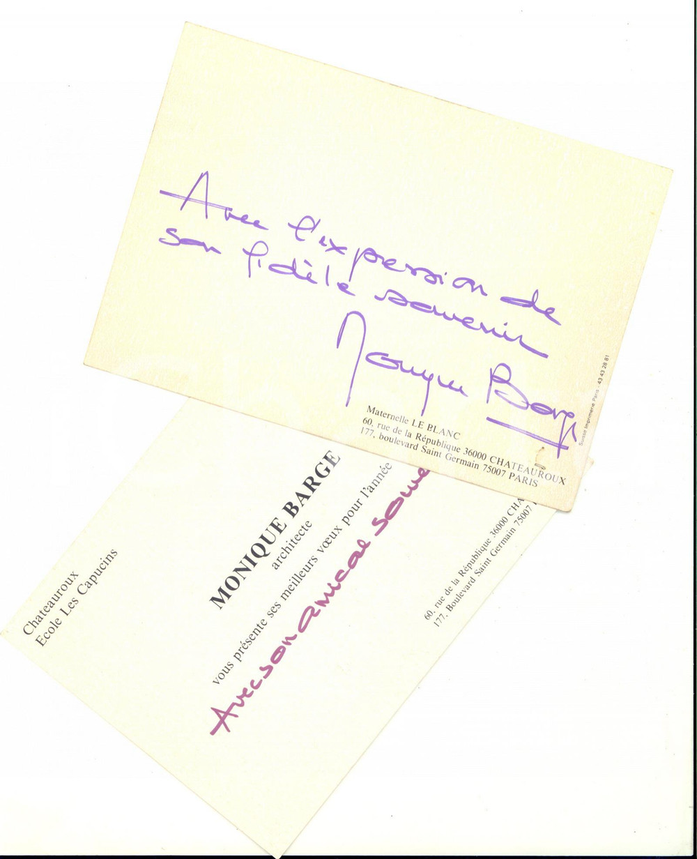 1987 CHATEAUROUX Architetto Monique BARGE - Doppio biglietto AUTOGRAFO
