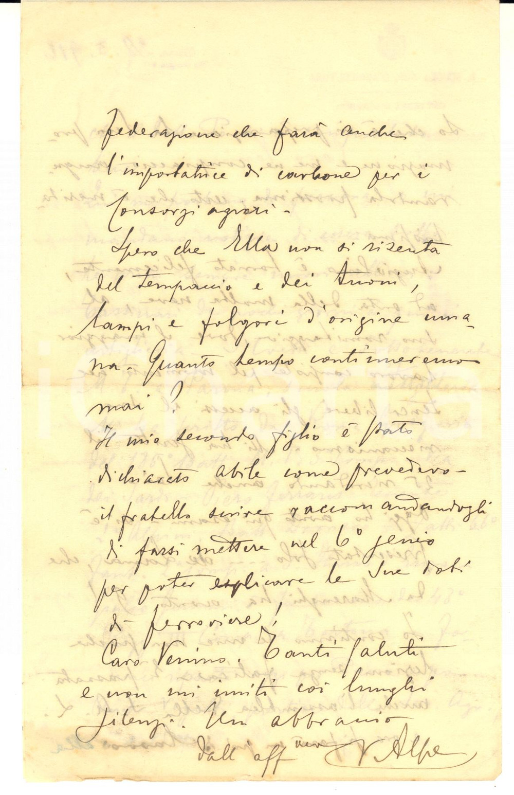 1916 WW1 MILANO Vittorio ALPE e gli allievi sotto le armi - Lettera AUTOGRAFA