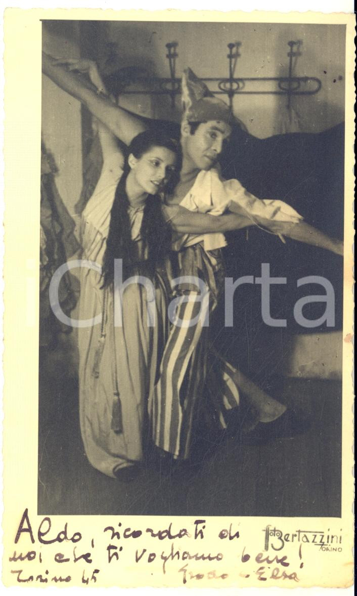 1945 TORINO TEATRO Attori nel ruolo di Frodo ed Elsa - Foto CURIOSA AUTOGRAFA