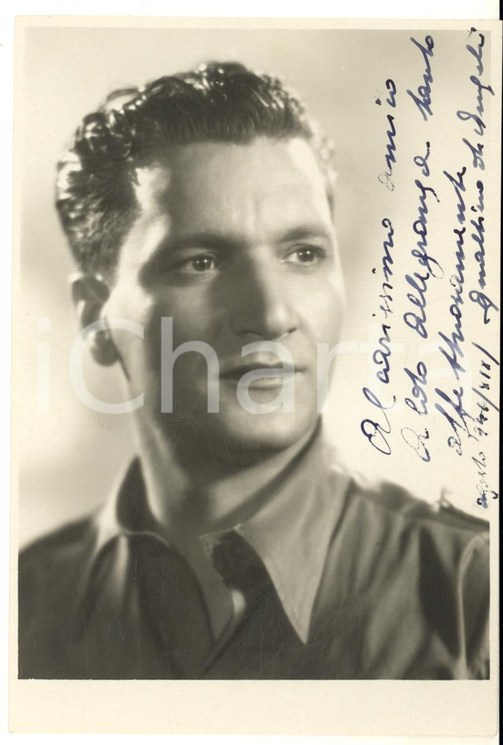 1941 TEATRO Doppiatore Gualtiero DE ANGELIS - Foto cartolina con AUTOGRAFO