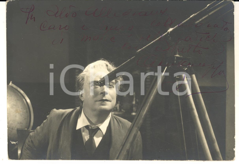 1950 ca TEATRO Cesco BASEGGIO con telescopio - Foto cartolina con AUTOGRAFO