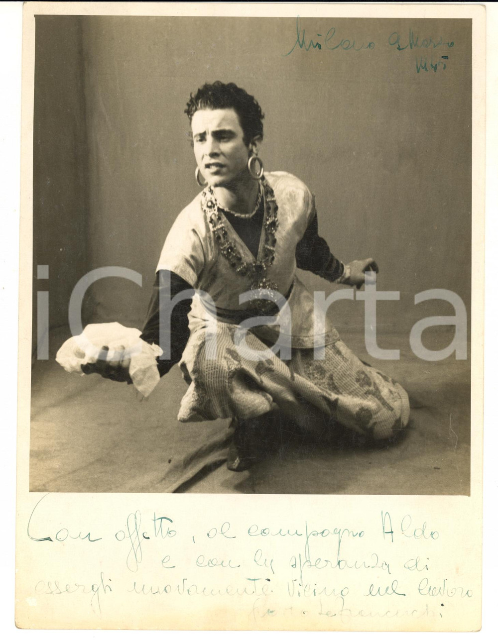 1945 MILANO TEATRO Attore Rocco DE FRANCESCHI - Foto con autografo 18x24 cm