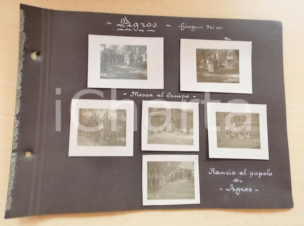 1941 WW2 AGROS Messa per XXVII Battaglione CC.NN. - Rancio al popolo *6 foto