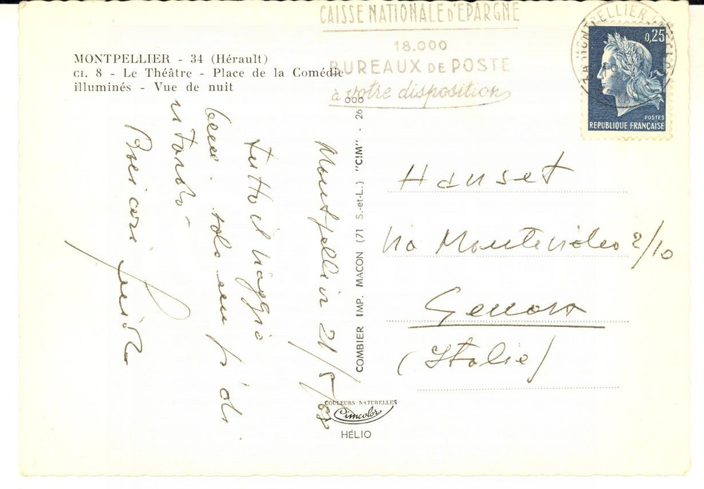 1968 MONTPELLIER Cartolina pittore Guido HANSET - AUTOGRAFO FG VG