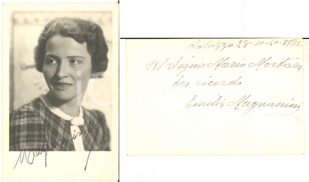 1940 SALUZZO Ritratto di Emilia MAGNANINI - Foto con autografo 9x14 cm