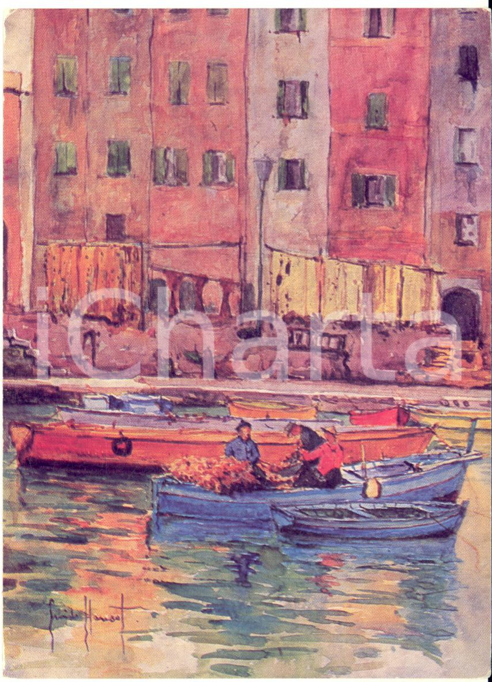 1980 ca Pittore Guido HANSET "Genova" - Cartolina postale ILLUSTRATA FG NV