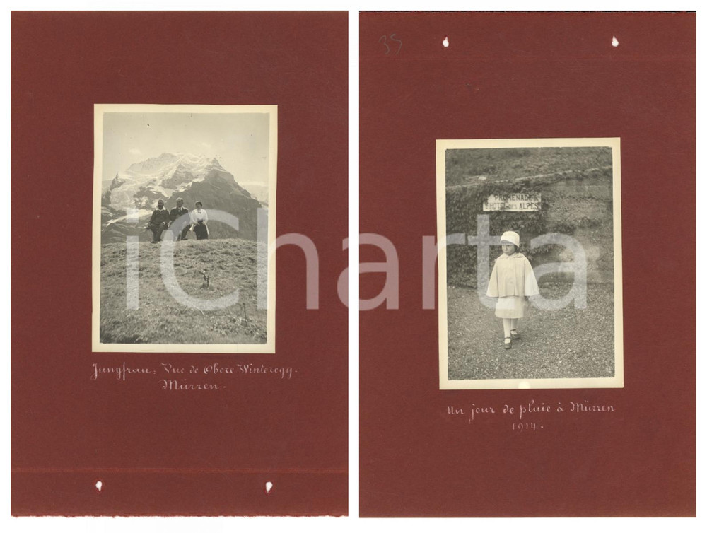 1914 MURREN Escursionisti con la JUNGFRAU - Bambino all'Hotel des Alpes *2 foto